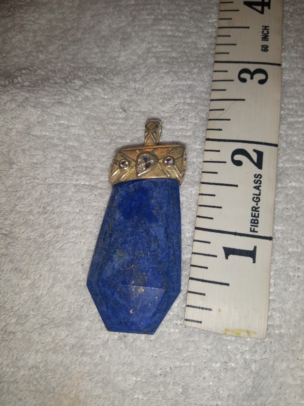 Silpada Lapis Blue Faceted Point Pendant with Cz Accents